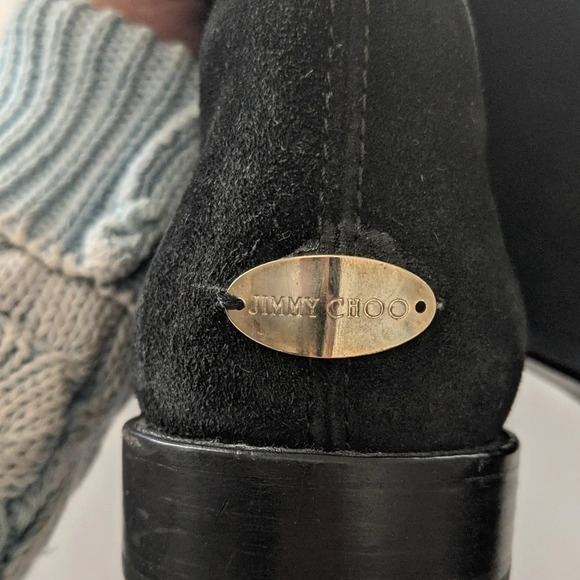 Jimmy Choo suede winter fur lined back tie slouchy mid shin Boot New - Picture 6 of 12